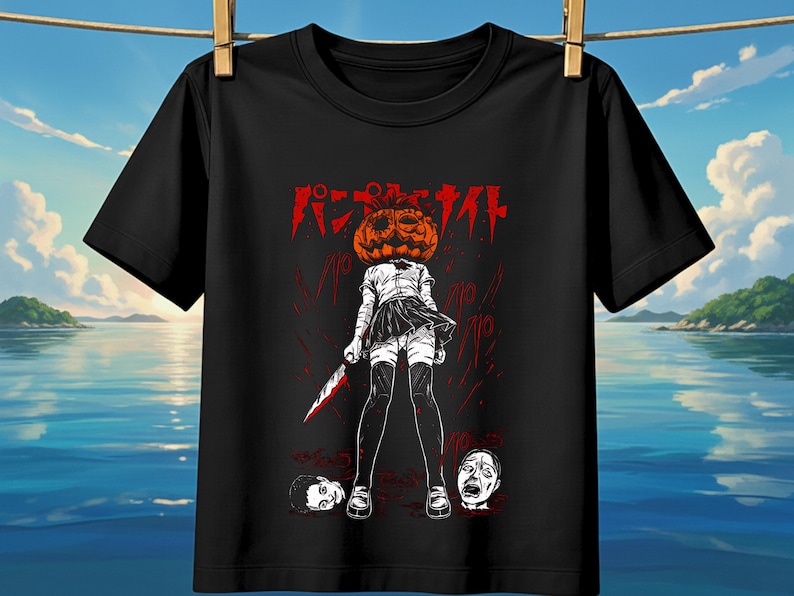 Naoko Kirino T-shirt, retro skräckmangastil, japansk streetwear från 90-talet bild 1