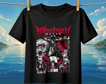 Kibutsuji Muzan T-Shirt, Bootleg Manga Style, 90s Japanese Anime Streetwear