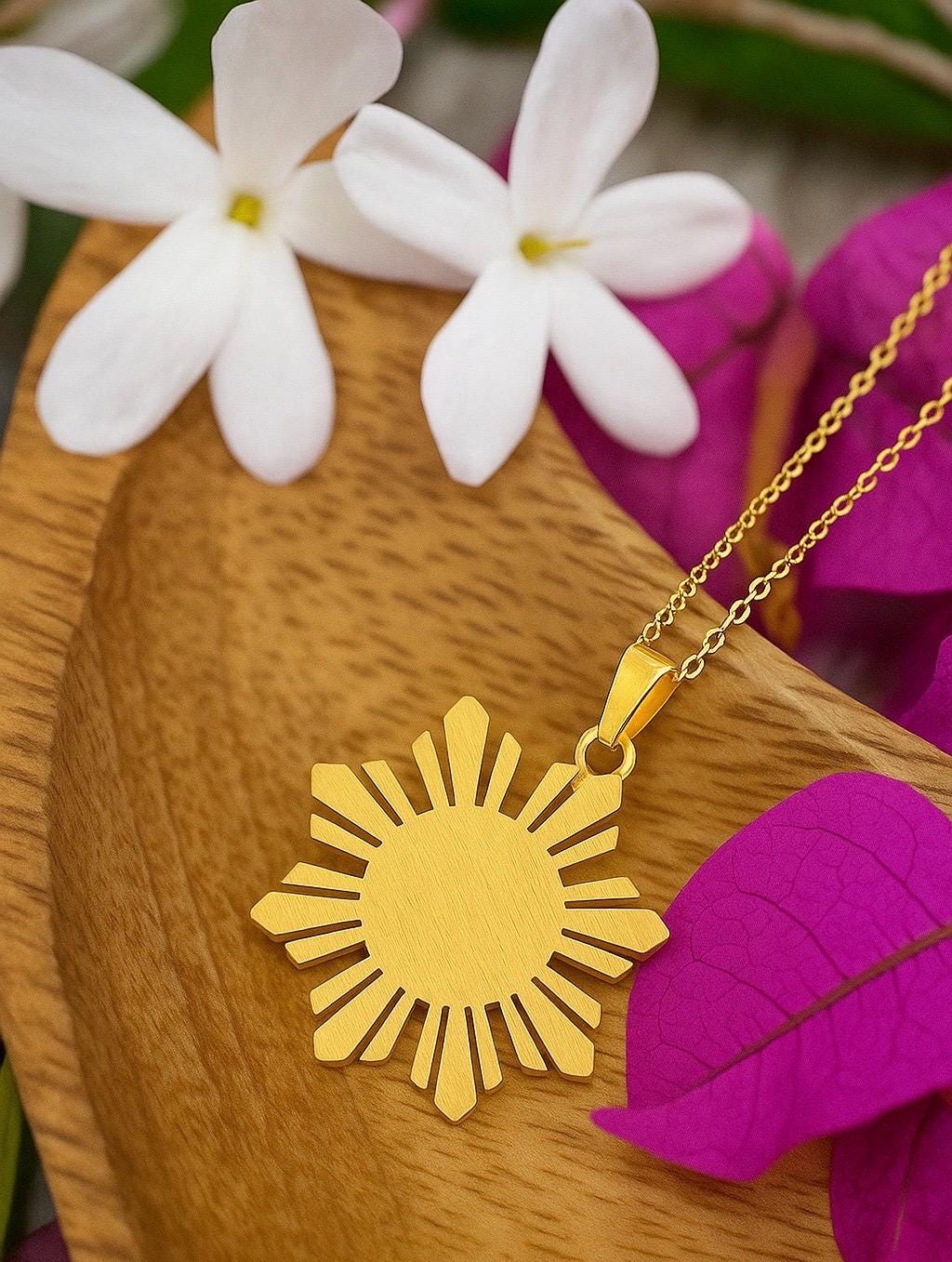 Filipino Sun Necklace: 18K Gold-Plated Stainless Steel Araw Jewelry