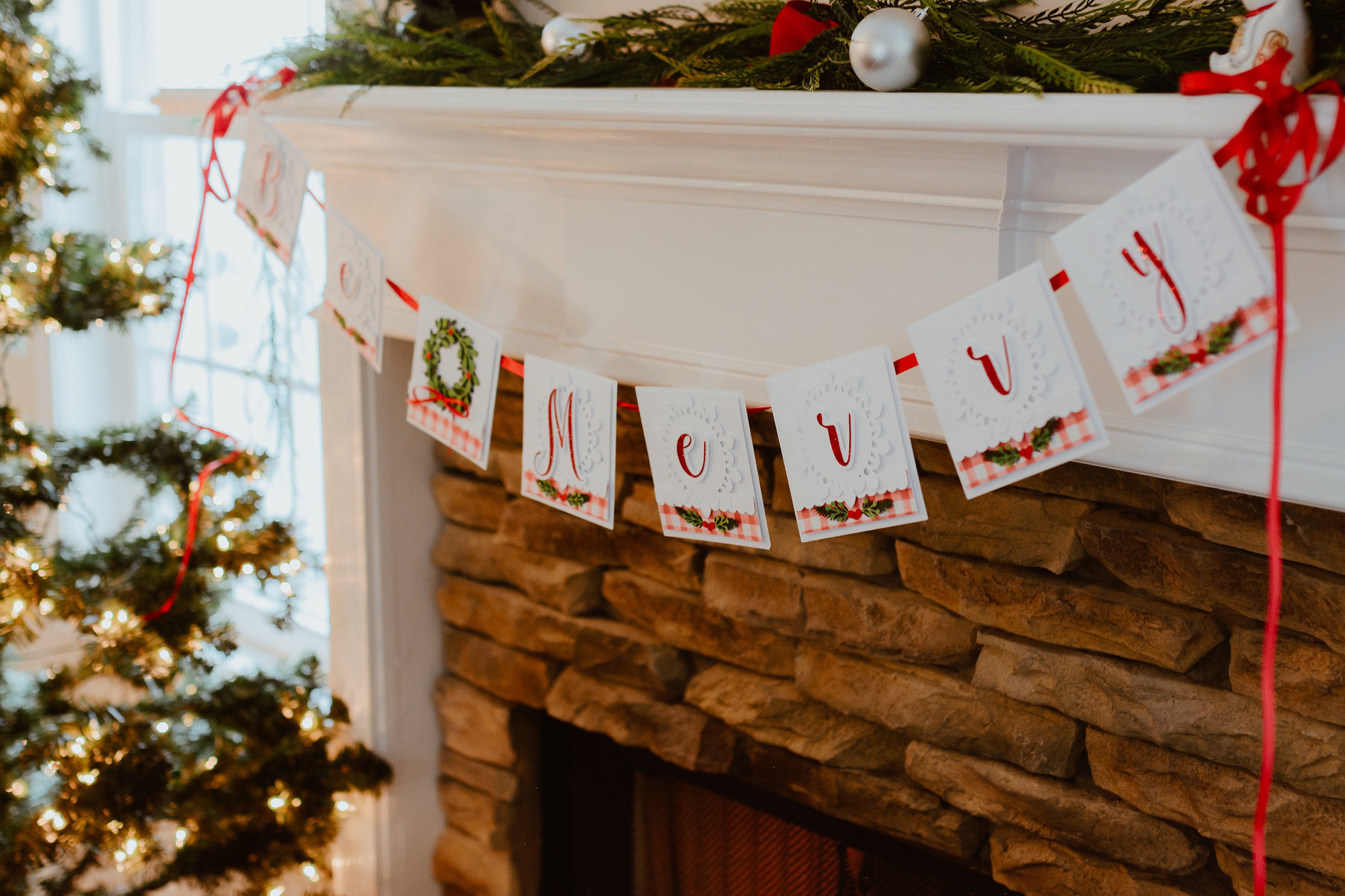 Merry Christmas Banner for Fireplace or Mantle Decor | Etsy