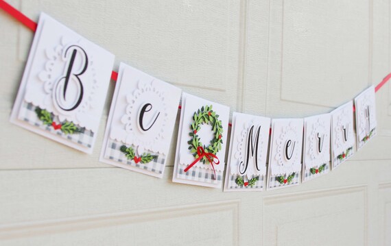 Buffalo Check Merry Christmas Banner for Fireplace or Mantle decor Il_570xn