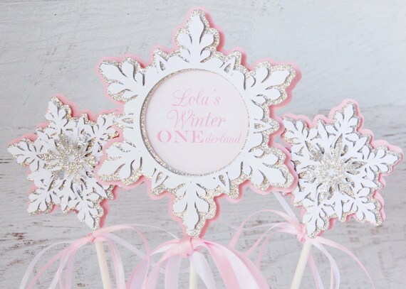 snowflake birthday centerpiece - winter birthday table decorations - winter baby shower centerpiece - winter onederland centerpiece Il_570xn