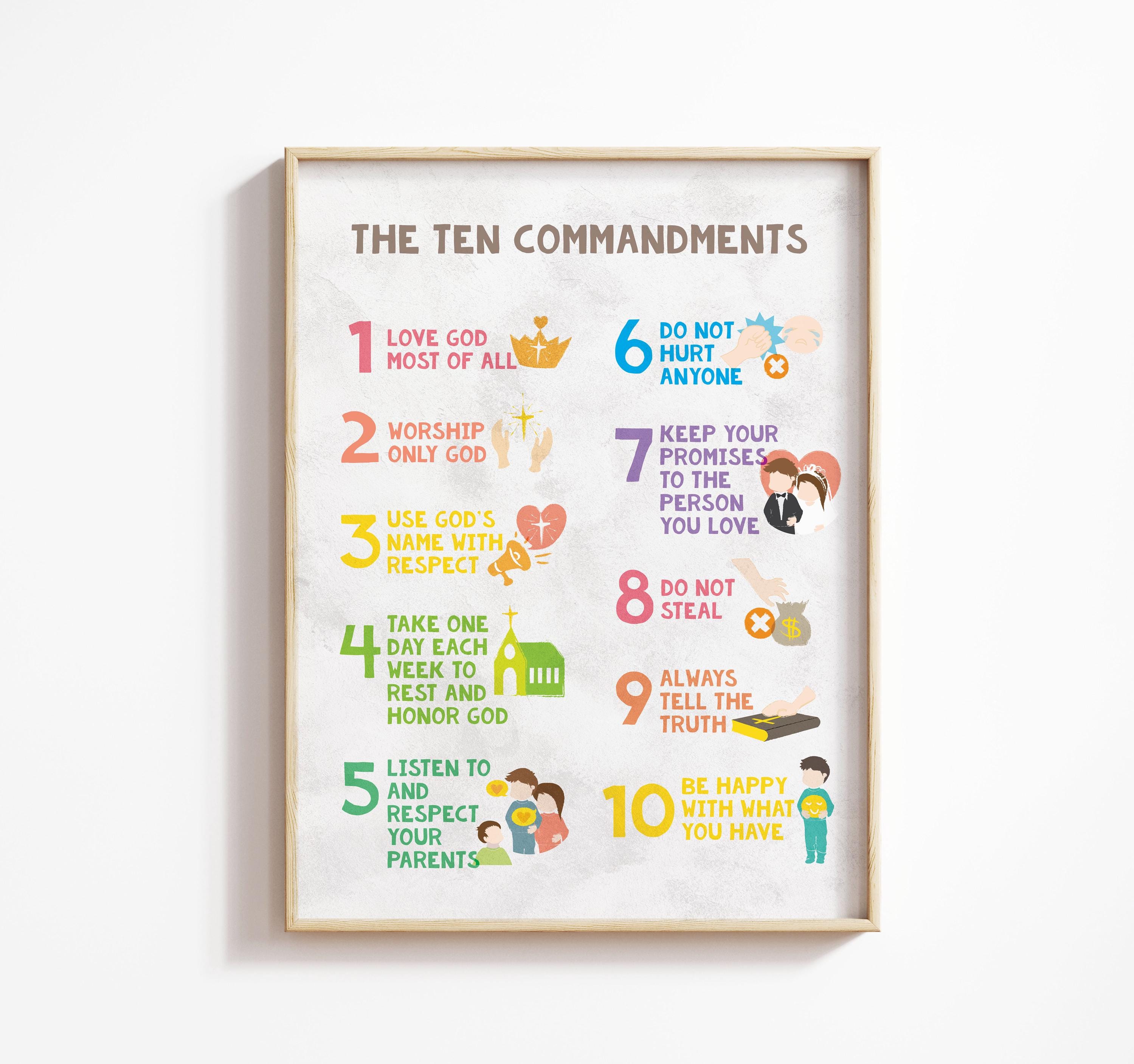 10 Commandments Poster Catholic Poster Set - 10 Cardstock Posters 8x10 ...