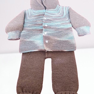 Baby Jumpsuit, Hand Knitted, Woolen, with Bear Ears – Cozy Outfit for 0-6 Months