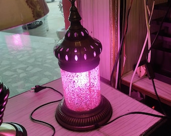Handmade Turkish Mosaic Table Lamps, Ottoman Inspired, Bronze Base (Pair)