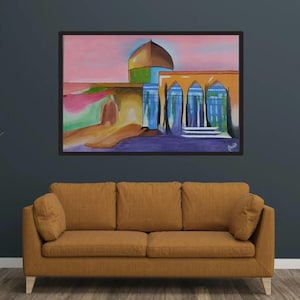 Felsendom, handgemaltes Acrylbild, Palästina, Jerusalem, Al-Aqsa, Wandkunst, Wanddekoration, Originalgemälde