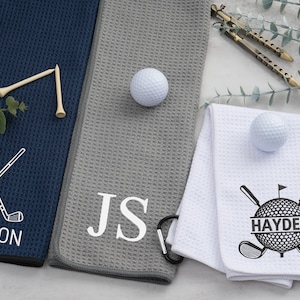 Asciugamano da golf personalizzato, asciugamano da golf con monogramma personalizzato, regalo per lui, regalo per il padre, logo sull'asciugamano da golf, regalo per il golf, asciugamano da golf ricamato
