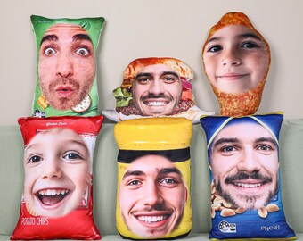 Custom funny snack pillow, snack pillow customized according to photo, face pillow, birthday gift for him, unique gift, surprise gift