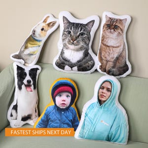 Custom photo 3D pet pillow, custom pet pillow, custom cat pillow, Double-sided printing, optional border color, birthday gift for him/her