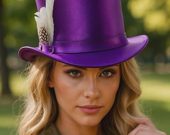 Steampunk Purple Satin Top Hat Victorian Cosplay Burning Man Festival