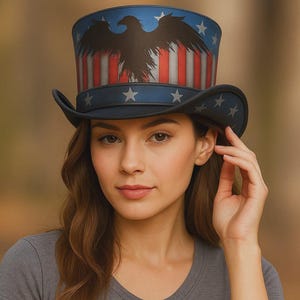 Handgemaakte lederen Amerikaanse vlag hoge hoed steampunk western festival hoed Burning Woman Cosplay accessoire gotische cowboy patriottische hoofddeksels VS