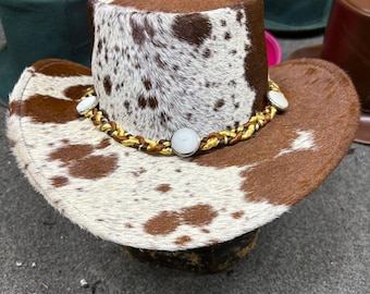 Sombrero de copa de cuero de vaca hecho a mano: Sombrero de festival Steampunk occidental
