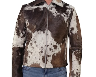 Hair On Cowhide Western Coat Genuine Leather Outerwear Handmade Cowboy Style Jacket