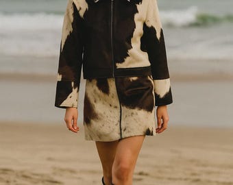 Handgemaakte rundleer rokkostuum western haar-on-hide outfit