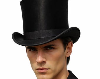 Genuine Leather Silk Steampunk Top Hat Vintage Victorian Cosplay Festival
