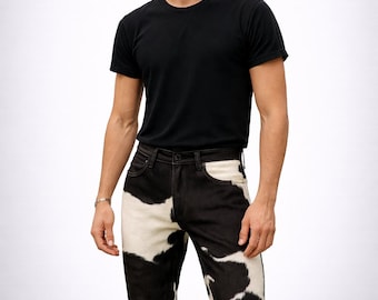 Hair On Cowhide Leather Pants Western Cowboy Rodeo Biker Unisex Real Cowhide Trousers