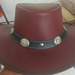 Handmade Genuine Leather Cowboy Hat for Men Women Steampunk Top Hat Gothic Western Festival Hat Vintage Cosplay Gift for Him and Her