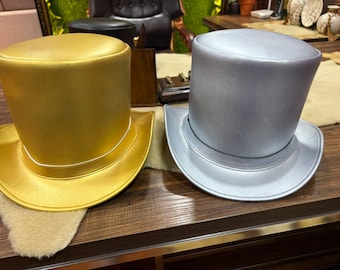Cappello a cilindro in pelle fatto a mano da uomo e da donna, stile steampunk, stile gotico, stile vittoriano, stile festival