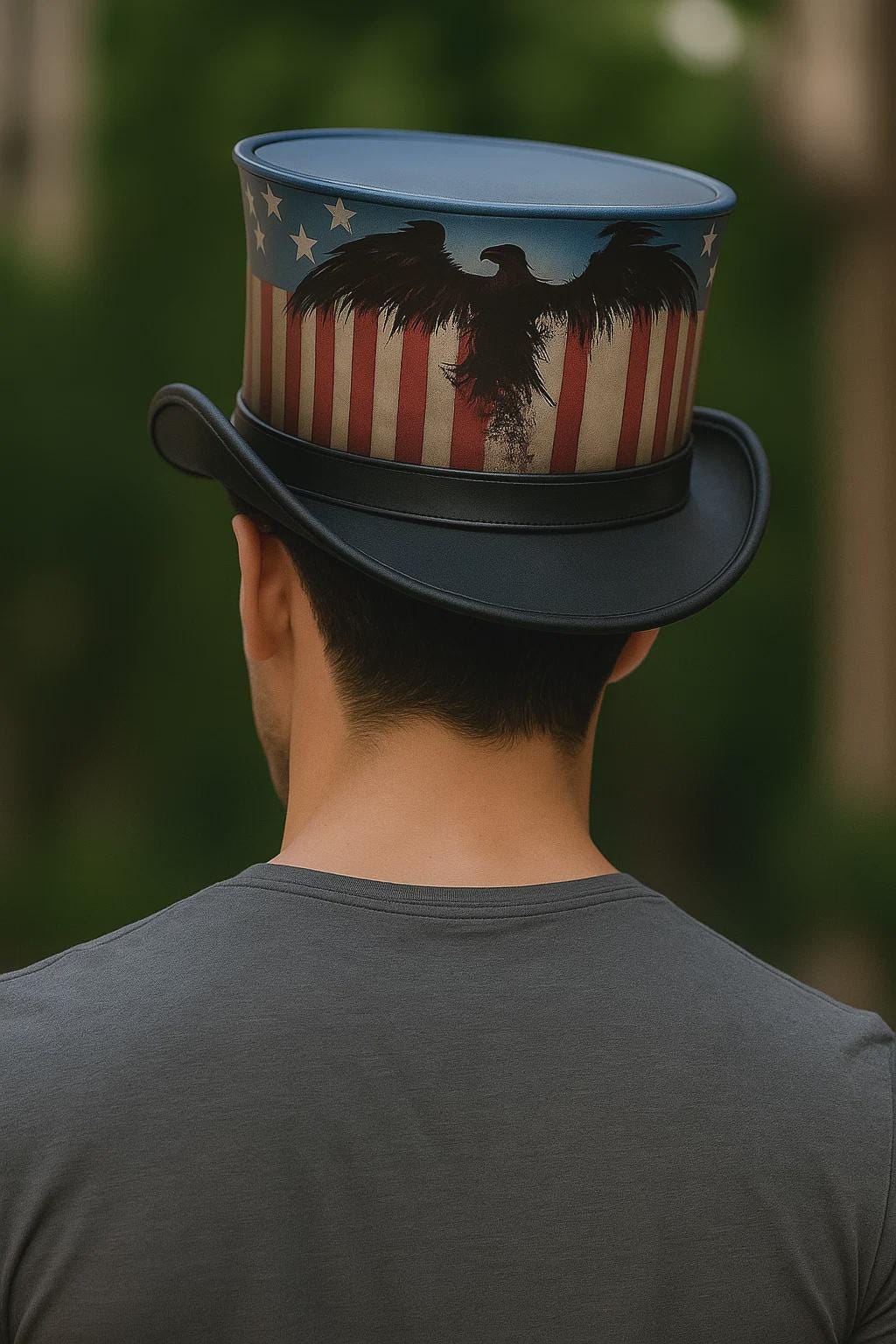 Chapeau Haut En Cuir Drapeau Américain Fait Main - Homme - 100% Cuir De Vache - Neuf Avec étiquettes