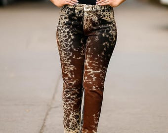 Handcrafted Genuine Cowhide Hair-On Leather Pants for Men & Women Western Boho Biker Style