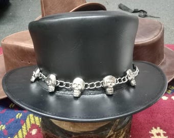 Handmade Skull Steampunk Leather Top Gothic Biker Cosplay Festival Accessory