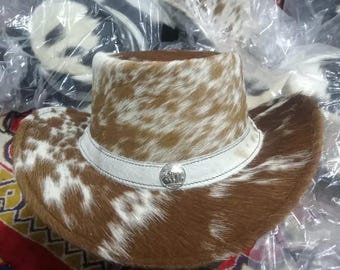 Handmade Hair On Cowhide Leather Top Hat Western Steampunk Gothic Festival Hat
