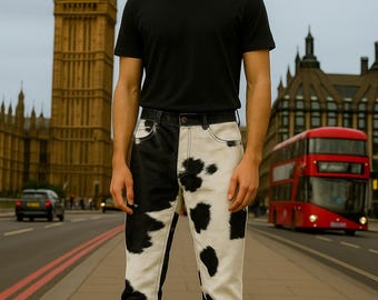 Real Hair-On Cowhide Leather Pants Unisex | Handmade Western Cowboy Boho Trouser for Men & Women