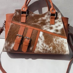Handmade Cowhide Crossbody Bag Hair on Hide Western Saddle Purse