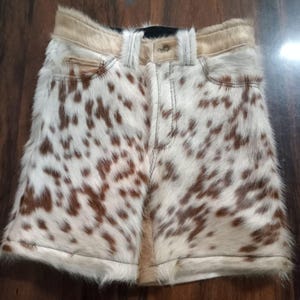 Cowhide Leather Shorts Hair on Hide Handmade Western Biker Shorts Festival Steampunk Clothing Unique Gift for Him & Her