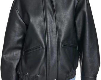 Modern Female Oversized Streetwear Classic Black Leather Fashion Jacket