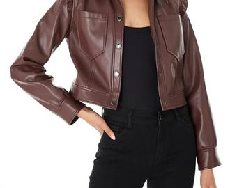 Genuine Leather Jacket for Women Classic Motorcycle Jacket Everyday Chic Outerwear