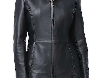 Women’s Genuine Leather Jacket Classic Biker Style Slim Fit Jacket Fall\Winter Fashion Outerwear