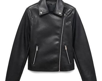 Women’s Genuine Leather Jacket Slim Fit Biker Style Streetwear Fashion Coat