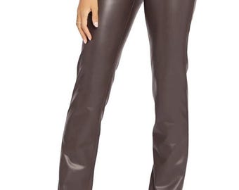 Pantalones de cuero genuino para mujer, de talle alto y corte ajustado, estilo urbano, moda urbana, 2026