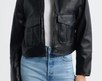 Modern Female Streetwear Classic Black Leather Fashion Coat Casual Wear Soft Touch