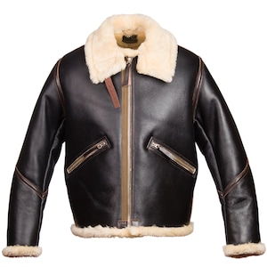 RAF B3 Shearling Bomber Jacket Men’s Brown Sheepskin Leather Flying Aviator Flight Coat Authentic WWII Pilot Style Vintage Outerwear Gift