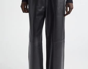 レディースレザーパンツ ハイウエスト フレアフィット エレガント ストリートスタイル ファッショナブル シックな服