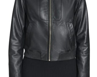 Women’s Black Leather Jacket Stylish Slim Fit Fashion Streetwear Outfit