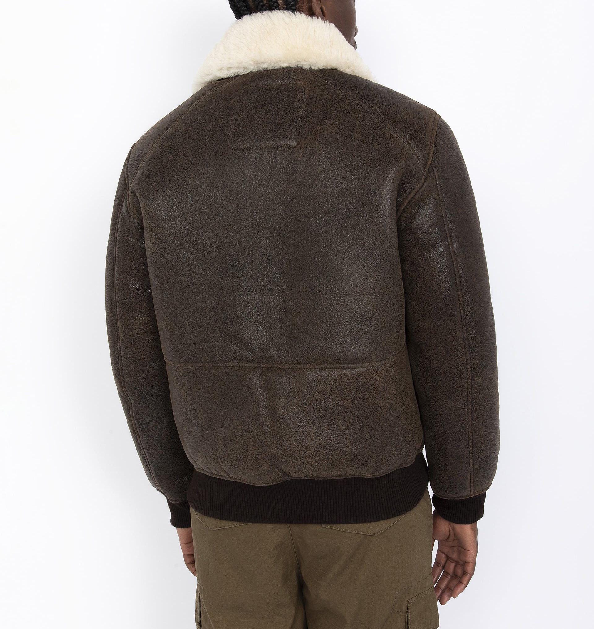 Herren Aviator Pilot Raf B3 Winter Pelz Mantel Brown Schafsleder Bomber Jacke