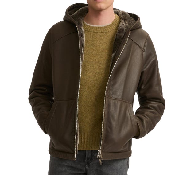 Herren Aviator Bomber Brown B3 Shearling Schaffell Leder