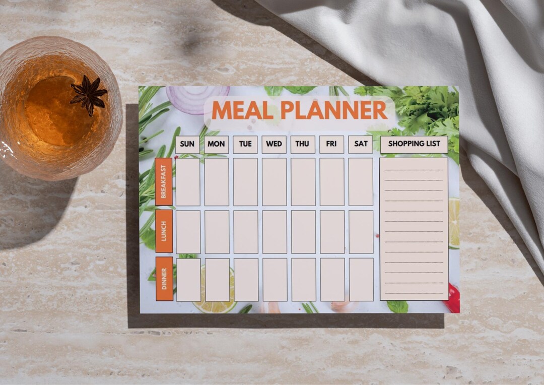 Printable Meal Planner | Digital Download | Weekly Meal Organizer | A4 ...