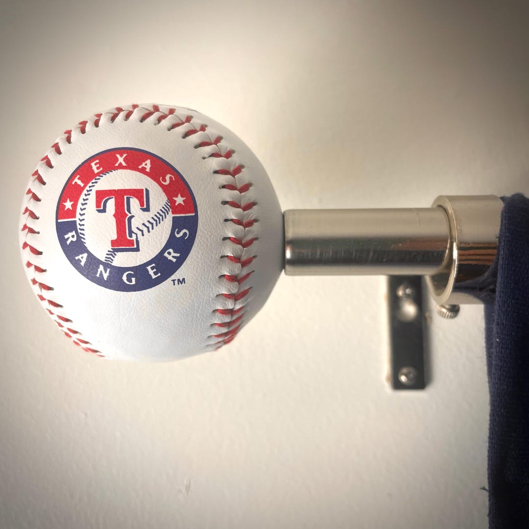Texas Rangers Nursery Decor - Real Baseball Curtain Rod Finials, Set of ...