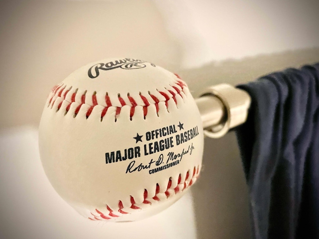 Baseball Nursery Curtain Rod Finials | Real Baseball Decor for Baby ...