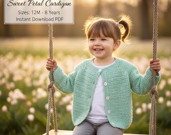 Sweater Crochet pattern for a girl's cardigan