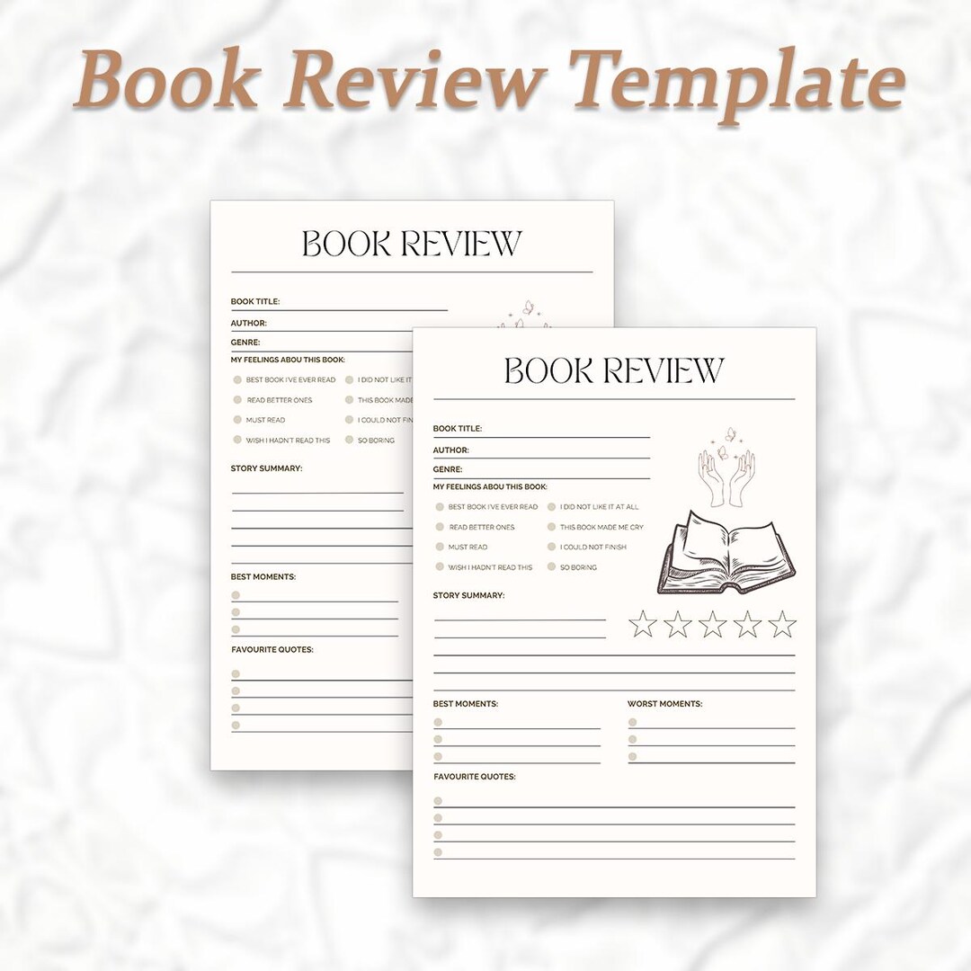Elegant & Minimalist Book Review Template | Reading Journal With ...