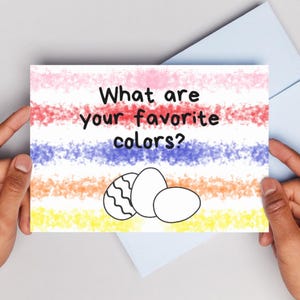 Quelles sont vos couleurs préférées ? – Carte postale imprimable 5x7 et 7x5 pouces pour enfants | Éducatif, amusant et coloré !