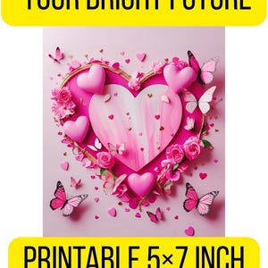 Pink Heart & Butterfly Graduation Card | 5x7" JPEG Download