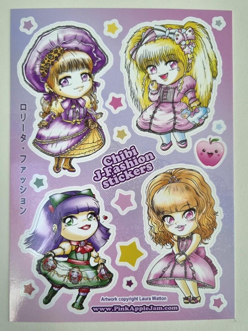 A6 Kawaii Vinyl Stickers 8 sheet designs to collect Cute Free UK postage Chibi Jfashion EGL