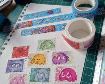 PinkAppleJam washi tapes: stamps and strip tape, all original designs!