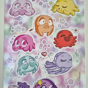 A6 Kawaii Vinyl Stickers 8 sheet designs to collect Cute Free UK postage Squishy Loves